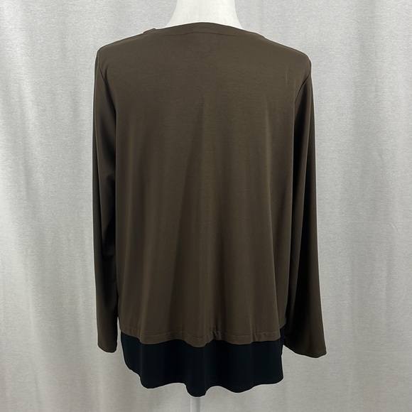 J. Jill Wearever Collection Womens Button Up Cardigan Top Brown Black Size LP - Picture 2 of 9